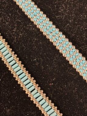 2 Silver & blue Beaded Women’s Bracelets - Elegant Blue Accent